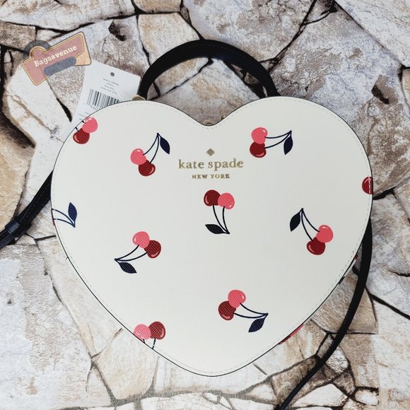 #bagsavenue fast shipLove Shack Red Cherry Heart Crossbody Cherrie Kate Spade